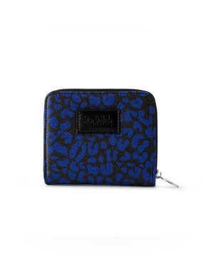 Von Dutch Blue & Black Leopard Zip Card Holder